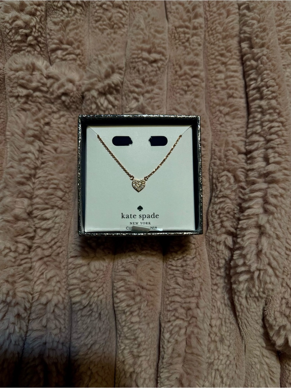 KATE SPADE Rose Gold Pavé Heart Pendant Necklace ✨
